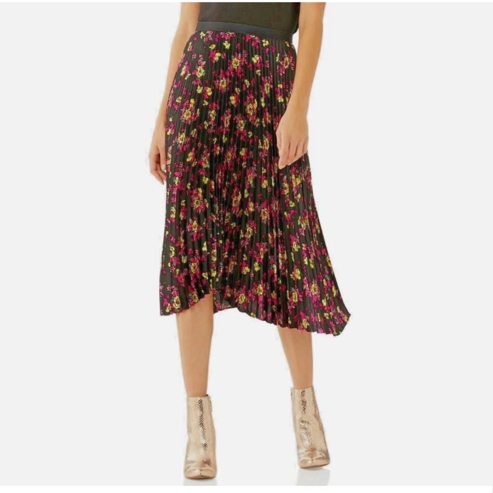 SCOOP FLORAL PLEATED SKIRT BLACK PINK NWT